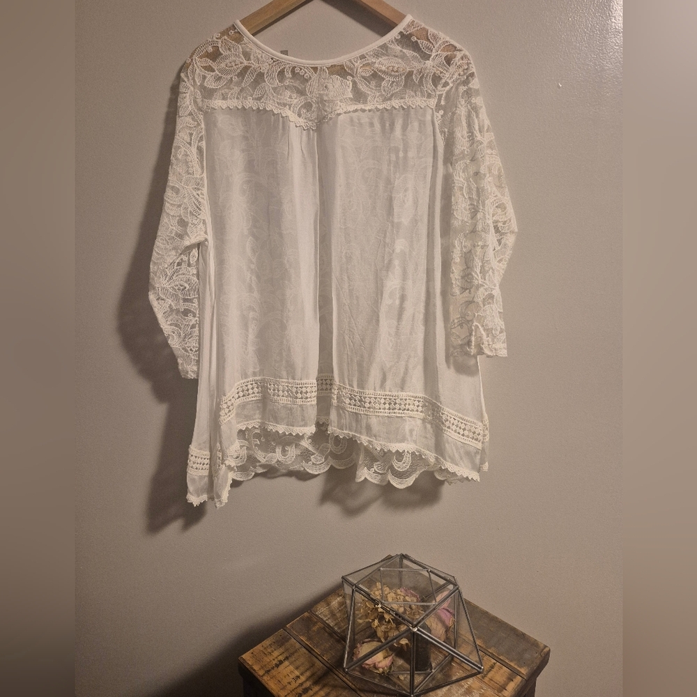 Bellambra Italian Boutique Layered Lace Silk Blend Large NWT
